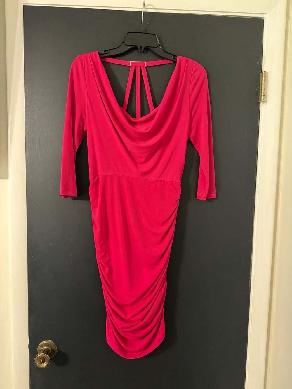 GUESS Ruched Cowl Neck Dress Size 6 Pink Cocktail